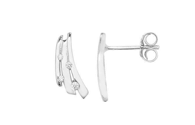 Sterling Silver Cubic Zirconia Stud Earrings SE267B