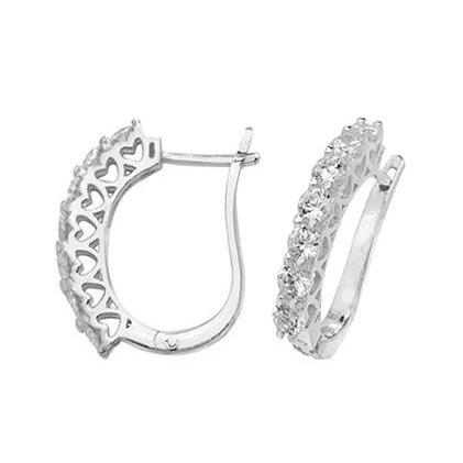 Sterling Silver Hoop Earring set with Cubic Zirconias SE290B - Minar Jewellers