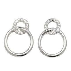 Sterling Silver Ring Style Cubic Zirconia Earrings SE304B - Minar Jewellers