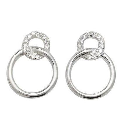 Sterling Silver Ring Style Cubic Zirconia Earrings SE304B