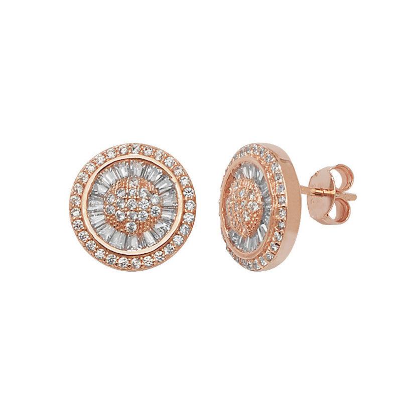 Rose Gold Plated Sterling Silver Cubic Zirconia Earrings SE348B - Minar Jewellers