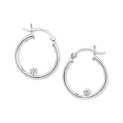 Sterling Silver Cubic Zirconia 20mm Hoop Earrings SE370B - Minar Jewellers