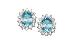 Sterling Silver Light Blue Cubic Zirconia Earrings SE498C - Minar Jewellers
