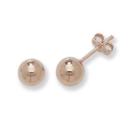 Rose Gold Plated Sterling Silver Ball Ear Studs SE541B - Minar Jewellers