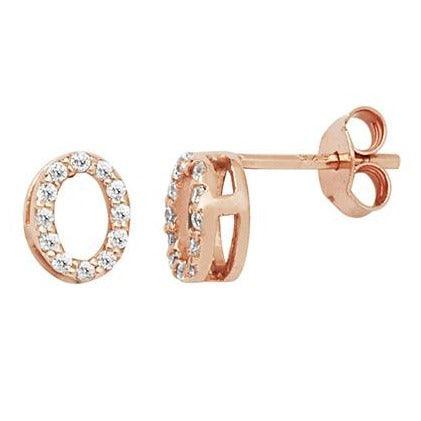 Rose Gold Plated Sterling Silver Oval Cubic Zirconia Set Earrings SE589A