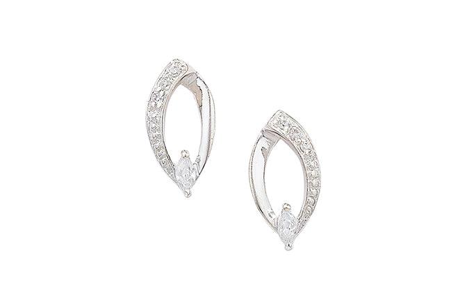 Sterling Silver Cubic Zirconia Stud Earrings SE591A - Minar Jewellers