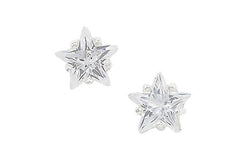 Sterling Silver Star Shaped Cubic Zirconia set Earrings SE604A - Minar Jewellers
