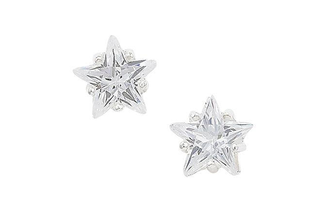 Sterling Silver Star Shaped Cubic Zirconia set Earrings SE604A