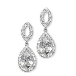 Sterling Silver Cubic Zirconia Fancy Drop Earrings SE685A - Minar Jewellers