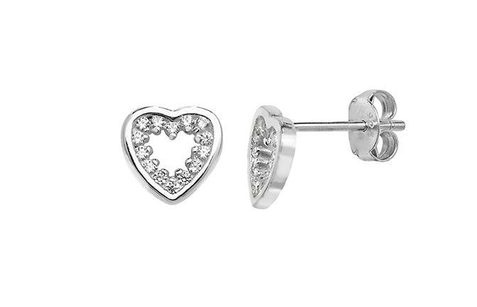 Sterling Silver Cubic Zirconia Heart Earrings SE719A