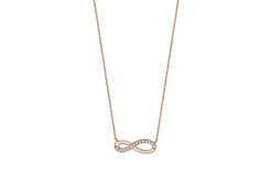 Rose Gold Plated Sterling Silver Cubic Zirconia Infinity Necklace - Minar Jewellers