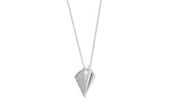 Sterling Silver & Cubic Zirconia Half Triangle Necklace (SN072c) - Minar Jewellers