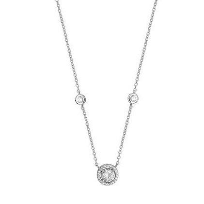 Sterling Silver Cubic Zirconia Necklace 16 inches SN108B - Minar Jewellers