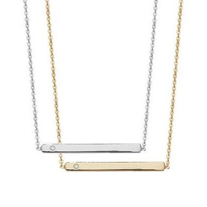 Sterling Silver Bar Necklace with Cubic Zirconia SN125B SN132B