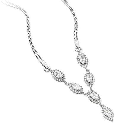 Sterling Silver Cubic Zirconia Fancy Necklace SN139B - Minar Jewellers