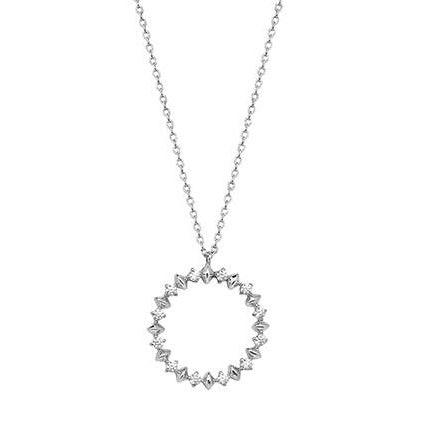 Sterling Silver Rhodium Plated Cubic Zirconia Pendant with Chain SN285A - Minar Jewellers