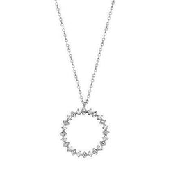 Sterling Silver Rhodium Plated Cubic Zirconia Pendant with Chain SN285A - Minar Jewellers