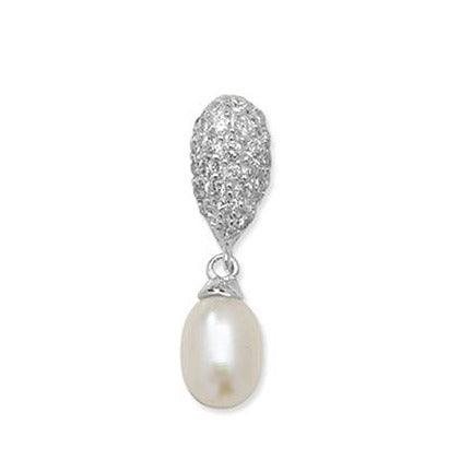 Sterling Silver Cubic Zirconia Pearl Pendant SP099A - Minar Jewellers
