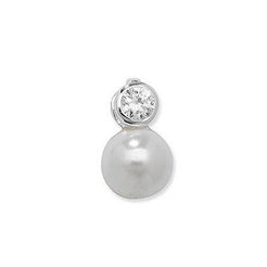 Sterling Silver Cultured Pearl and Cubic Zirconia Pendant SP101A - Minar Jewellers