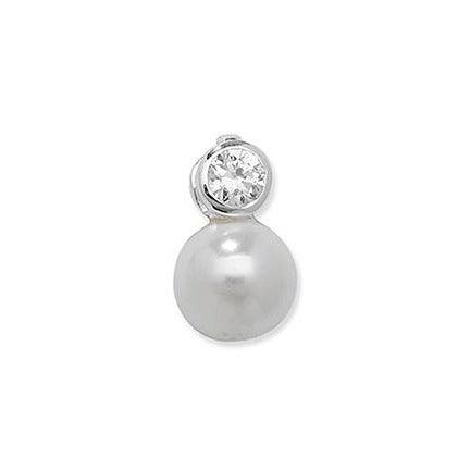 Sterling Silver Cultured Pearl and Cubic Zirconia Pendant SP101A