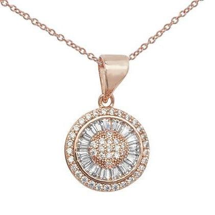 Sterling Silver Rose Gold Plated Cubic Zirconia Pendant SP117A
