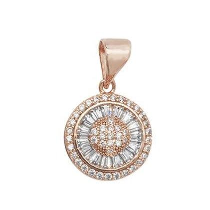 Sterling Silver Rose Gold Plated Cubic Zirconia Pendant SP117A - Minar Jewellers