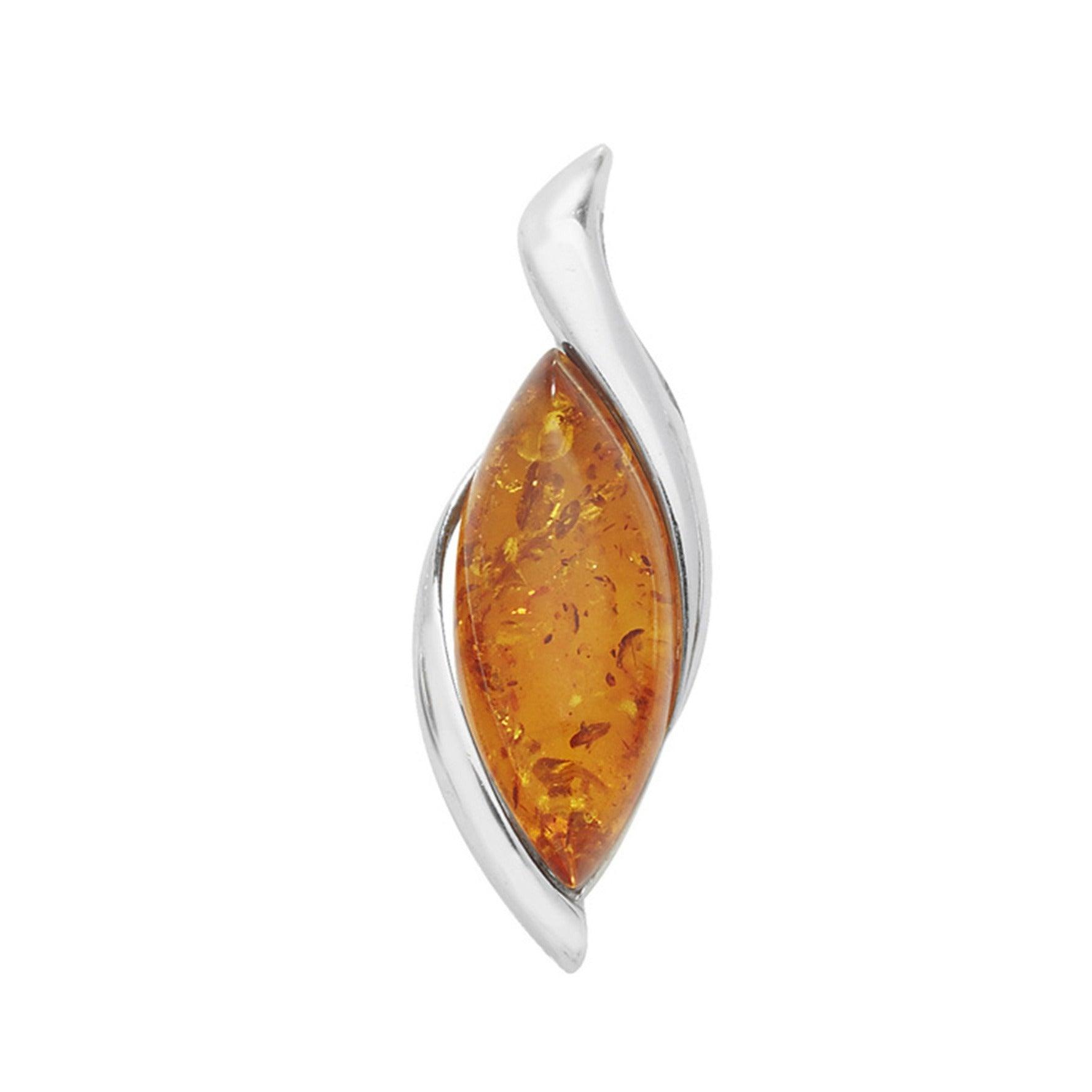 Sterling Silver Amber Drop Pendant SP158B