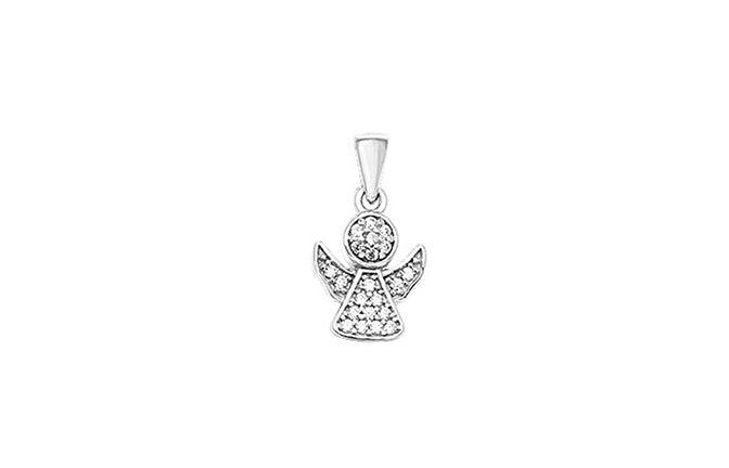 Sterling Silver Cubic Zirconia Angel Pendant SP159A - Minar Jewellers
