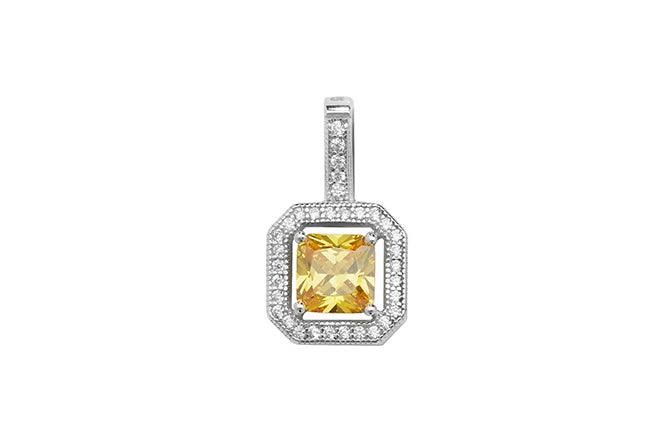 Sterling Silver Yellow Cubic Zirconia Pendant SP227C - Minar Jewellers