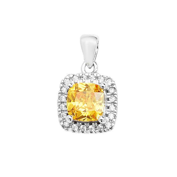 Sterling Silver Cubic Zirconia and Citrine Pendant SP242B