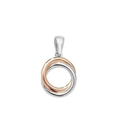Sterling Silver Rose Gold Plated Two Tone Circle Pendant SP314B - Minar Jewellers