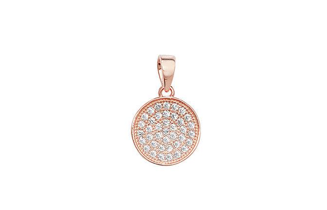 Rose Gold Plated Sterling Silver Cubic Zirconia Pave Style Pendant SP333C - Minar Jewellers