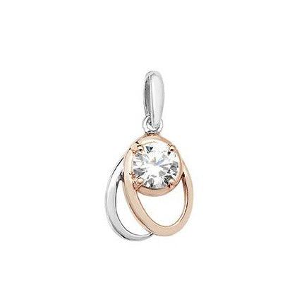 Sterling Silver Two Tone Cubic Zirconia Pendant SP517A - Minar Jewellers