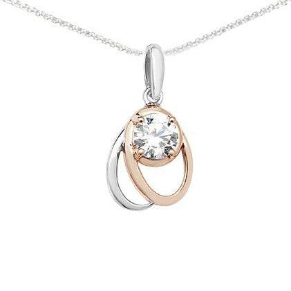 Sterling Silver Two Tone Cubic Zirconia Pendant SP517A