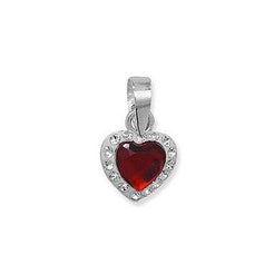 Sterling Silver Red Cubic Zirconia Heart Pendant SP566B - Minar Jewellers