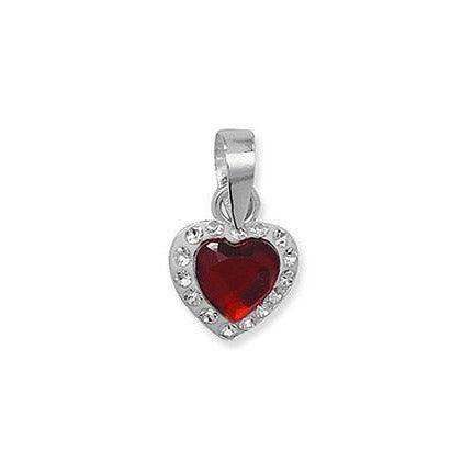 Sterling Silver Red Cubic Zirconia Heart Pendant SP566B