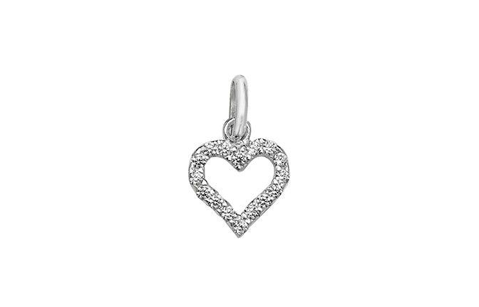 Sterling Silver Pave Cubic Zirconia Set Heart Pendant SP730A