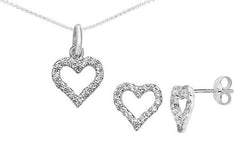 Sterling Silver Pave Cubic Zirconia Set Heart Pendant SP730A - Minar Jewellers