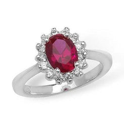 Sterling Silver Red and White Cubic Zirconia Ring SR026A - Minar Jewellers