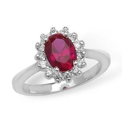 Sterling Silver Red and White Cubic Zirconia Ring SR026A