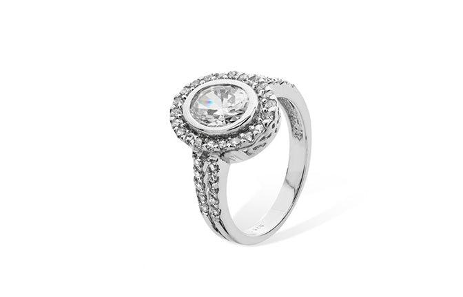 Sterling Silver Ring set with Cubic Zirconias SR067B - Minar Jewellers