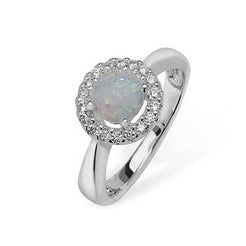 Sterling Silver Opal Style Halo Set Ring SR153B - Minar Jewellers