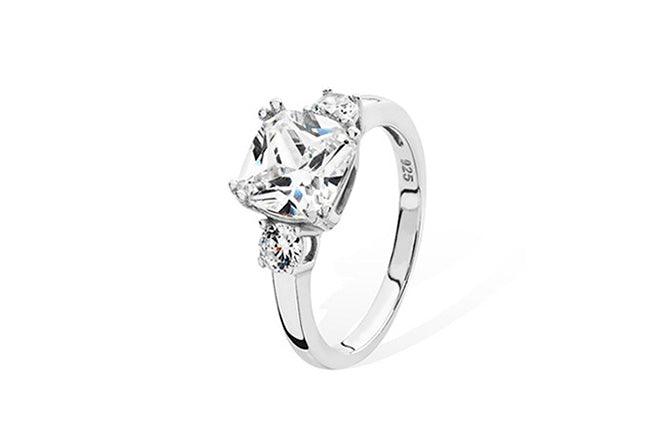 Sterling Silver Cubic Zirconia Trilogy Ring SR159A - Minar Jewellers