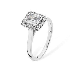 Sterling Silver Ring set with Emerald Cut Cubic Zirconia SR181A - Minar Jewellers