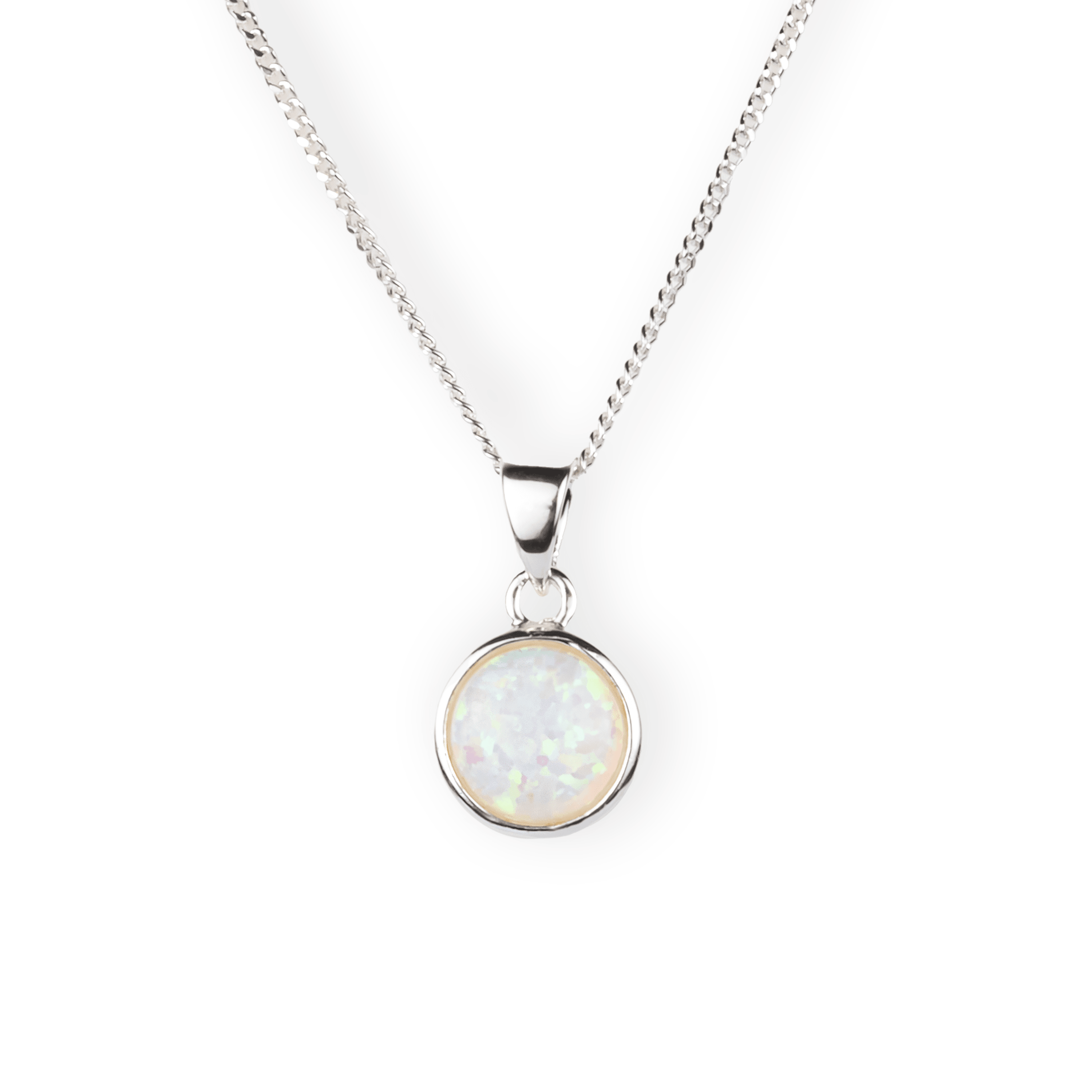 Sterling Silver Round Opal Pendant SP238B - Minar Jewellers