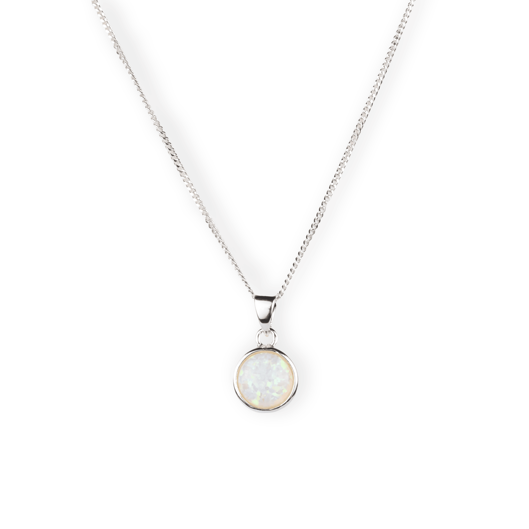 Sterling Silver Round Opal Pendant SP238B