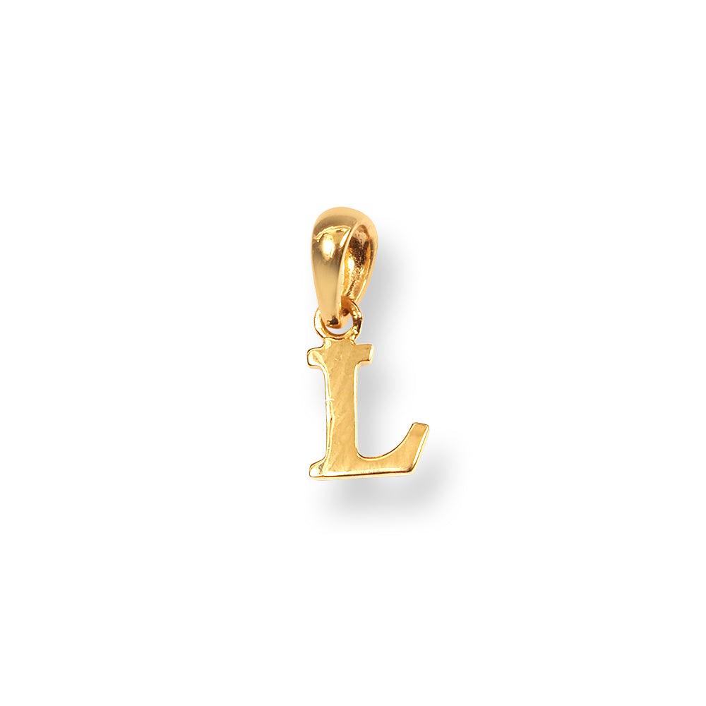 'L' 22ct Gold Minimal Initial Pendant P-7037-L - Minar Jewellers
